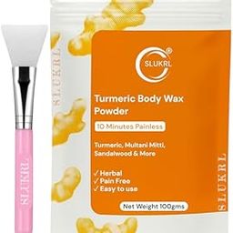 SLUKRL India's First Herbal Hair Remover, No Side Effects, Fast Results, For Men & Women Turmeric Facial Wax Powder (100g)-image-130
