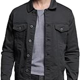Spread Collar Cotton Washed Denim Jacket-image-13