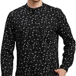 turtle Men 100% Cotton Printed Kurta Black Casual Shirt-picture-31