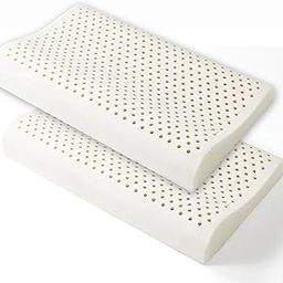 DAKSH 100% Natural Latex Contour Sleeping Bed Pillow, Soft Luxury Pillow for Side, Back and Stomach Sleepers, Medium Firmness Pillow, Breathable Inner Cotton Cover - (40 x 60 CM, White, Pack of 2)-image-65