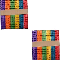 53ARTS 50pcs Popsicle Craft Sticks Colorful Ice Cream Sticks DIY Craft Wood Sticks Sawtooth Wood Sticks Model Arts and Crafts for Kids Creative Batten Decorate Child Wooden Manual-18