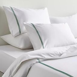 LINENWALAS Duvet Cover Double Bed Size, 100% Percale Cotton Marrow Blanket Cover 5 Pieces Set Crisp Breathable Durable and Cooling Comforter Cover with Zipper Closure (90x100 inch, Marrow Green)-image-36