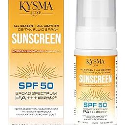 Kysma Luxe Sunscreen Spray SPF 50 PA+++ | De-Tan Fluid Spray with UVA/UVB & Blue Light Protection | Sweat Resistant, Zero Alcohol | Quick Absorbing, No White Cast, For All Skin Types | Unisex | 50ml-6