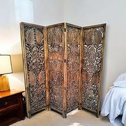 Lucky Lumber Wooden Room Partition for Living Room, Wood Screen Separator and Wooden Wall Panels with Stands for Living Room, Bedroom, Office, Restaurant, Saloon (Brown) (2W x 1.82H Meters)-image-58