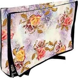 HomeStore-YEP Dust Proof Printed Waterproof Computer Monitor Cover for 22 Inch LG, Dell, HP, Zebranics, Lenovo, Asus, Acer, Phillips Etc - Cream Flower-5