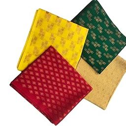 Pack of 4 Women's Unstitched Self Design Pure Cotton Blouse Material - 1 Meter Each for Versatile Styling-image-63