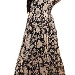 Floral Print Long Sleeve Maxi Dress, Smocked Bodice, Bottle Green-image-74