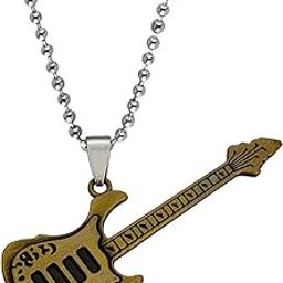 Rock Guitar Piano Musical Note Musical Instrument Jewelry Music Lovers Guitar Bronze Bronze Pendant Necklace Chain for Men and Women-image-74