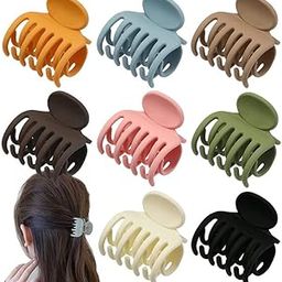 FAMEZA Medium Size Claw Hair Clips for Women With Thin or Thick Hair - No Slip, Matte, Double Row Jaw Clip (6 Pcs), Multicolor-image-78