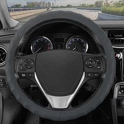 HUUSO Grey Microfiber Leather Steering Wheel Cover, Finger Grip Design, Breathable, Anti-Slip, Odorless, Compatible with Maruti Suzuki Jimny (2023)-image-69