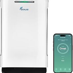 Forus Smart Air Purifier for Home 7 Years Warranty, cover upto 500 Sqft Area, H13 Hepa Filter Life upto 9000 Hrs, Removes 99.99% Virus, Allergens, Dust & PM2.5 Particles, Ideal for Bedrooms, Offices-image-65
