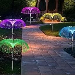 Jellyfish Solar Lawn Light,7 Colour LED Charging Waterproof String &,Fountaine Light Fairy Stakes 2 Lighting Modes Warm Colorful Light for Outdoor Yard Garden Pathway Patio Decorations(Set of -2)-28