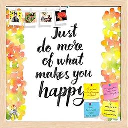 ArtzFolio Just Do More of What Makes You Happy | Bulletin Board Notice Pin Board | Vision Soft Board Combo with Thumb Push Pins & Sticky Notes | Natural Brown Frame | 20 x 20 inch (51 x 51 cms)-picture-5