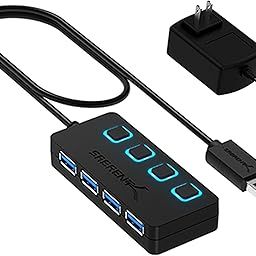 Sabrent 4-Port USB 3.0 Hub with Individual LED Lit Power Switches, Includes 5V/2.5A Power Adapter (HB-UMP3)-3