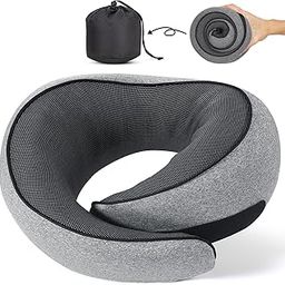 NOCRLG Travel Pillow, Travel Neck Pillow for Airplanes Car, 100% Pure Memory Foam Travel Pillow, Sleeping Essentials for Long Flight 360° Head Support Degree Comfort and Breathability Grey-image-96
