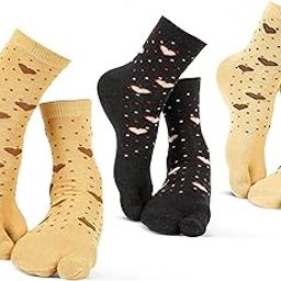 Women's Ankle Length Thumb/Toe Cotton Socks, Combo Pack of 3 Pairs | Black, Beige-image-10