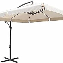 Aluminium Side Pole Square Garden Umbrella With 15 kgs Granite Stand - 9ft White-image-90