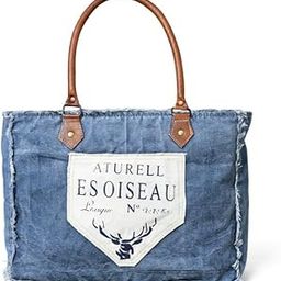 Denim Boho Chic Canvas Shoulder Bag | Zipper Handbags for Women | Inner Pocket for Shopping | Office & Daily Use-image-12