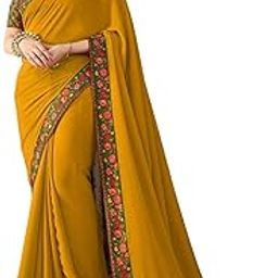 Women's Latest Stylish Fancy Silk Saree For Women With Digital Print Border & Blouse (Multicolored)-image-17