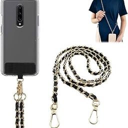 Premium Aesthetic Leather Chain - Golden Metal Crossbody Phone Strap - Secure Phone Lanyard-image-87