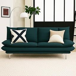Sleepify Brion Fabric 3 Seater Sofa Cum Bed Set (Teal)-image-64