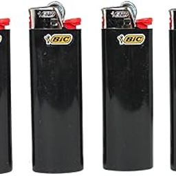 Lot of 4 Bic Ebony Jet Black Full Size Lighters New-12