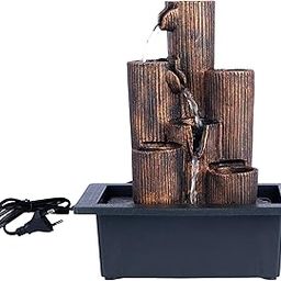 AASTIK Indoor Fountain with LED Light Tabletop Water Fountain Deadwood Falls Waterfall 3 Candle Holder Design Fountain Indoor for Office Home Decor-image-45