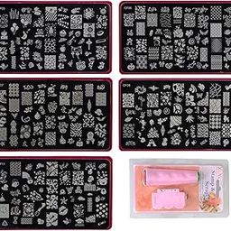 Lifestyle-You Jumbo Nail Stamping Image Plates Kit(5 pcs) Double Sided Stamper Metal Scraper Nail Art & Decoration (Combo Offer) Nice Gift for Girls and Women.-35