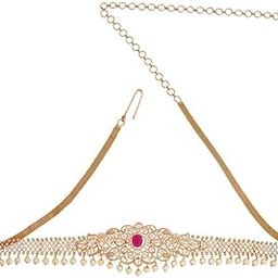 Ruby Gold Plated Ethnic Zircon Belt/Kamarband - 410615-image-0