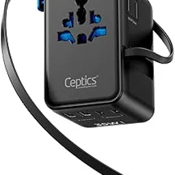 Ceptics 7 in 1 International Travel Adapter – 35W PD Retractable USB-C Cable, Universal and Japan Socket Input, Dual USB (Type A & C), Worldwide Compatibility, 10-Year Warranty-picture-20