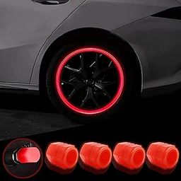 HETVIN Night Glow Wheels Cap Tire Valve Stem for Car, Air Caps Cover Fluorescent, Auto Car Wheel Valve Stem Caps Cover for Car, Bike, Bicycle, Truck (Pack of - 4, Red)-picture-22