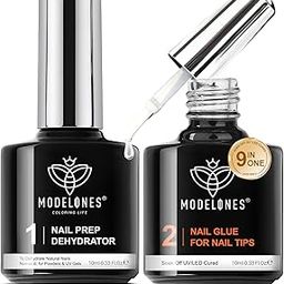 Modelones 4 in 1 Nail Glue Gel and Nail Prep Dehydrate Gel Nail Kit Easy Nail Extension Gel Set for False Nail Tips/Acrylic Nails Long Lasting Nail Glue/Base Gel/Bloom Gel/Adhesive Bond, Curing Needed-image-30