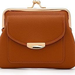 Coin Purse With Credit Card Slot, Kiss Lock Coin Purse for Women, Large Capacity Coin Pouch, Change Purse Cute Car Coin Holder for Women, 2-brown-4