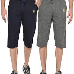 Cotton Blended Regular Fit Capris-3/4Th for Men(Pack of 2)-C9_NVY_Ant_0002-P-picture-21