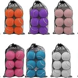 UJEAVETTE 6X Tennis Balls with Drawstring Mesh Bag Elastic 64mm Diameter Elastic Balls Yellow-image-83