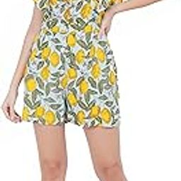 Women's Lemon Print Summer Romper - Lightweight Cotton Blend Jumpsuit with Ruffle Sleeves, Adjustable Waist, and Vibrant Design - Casual and Stylish Outfit for Warm Weather-42