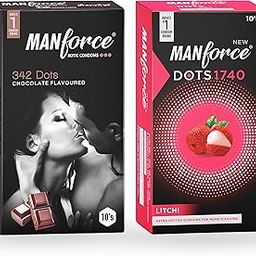 Manforce Combo - Xotic Chocolate & Litchi Flavoured | 20 pcs |Extra Dotted, Contoured, & Lubricated Latex Condoms-picture-2