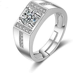 Jewellery Stylish American Diamond Valentine Special Solitaire Adjustable Ring For Men Boy-image-69