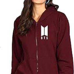 BTS Women’s Cotton Full Zipper Sweatshirt Hoodies with Kangaroo Pocket | Cotton Hooded Neck Sweatshirt | Sweatshirt for Women |-image-63
