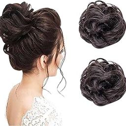 AASA Synthetic Hair Extension Ruffle Juda Messy Bun for Girls and Women Bun Maker Juda for Look Like Real Hair Natural Black Brown Set of 2 Pcs Pack of 1-image-51
