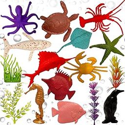 MALLEXO Realistic Underwater Sea Animal Action Figures for Kids 3+| 17PCS Ocean Water Animal Creatures Figurine Toys for Boys and Girls Birthday Gift for Children Learning & Education Decoration Items-image-36