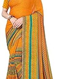 SAREES Women's Printed Paisley, Striped Georgette Saree with Matching Blouse Piece | Stylish & Beautiful Fancy Saree for Festivals, Wedding, Parties, Casual Outings-image-69