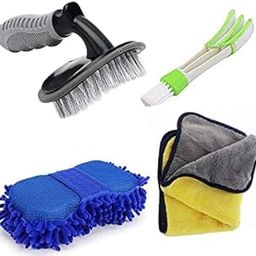 ST-Combo Pack of 1 Car Tyre Cleaning Brush 1 Car AC Vent Cleaner and 1 Big Size Car Cleaning Sponge and 1 600 GSM Microfiber Cleaning Cloth.Pack of 4-picture-19