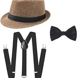 Black Suspender and Bow Tie Set with Beige Hat for Kids 1yrs to 3yrs-image-10