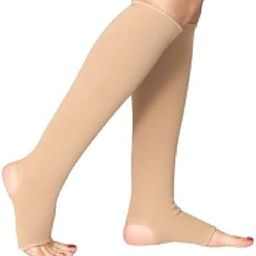 DClub Compression Stockings Medical Grade Firm Support 20-30 mm Hg,Unisex Open Toe Knee High Compression Socks for Varicose Veins Shin Splints,Nursing,Travel. ||1 Pair||-25