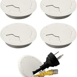 Serplex® 4Pcs Desk Grommets 2.36 inches Round Cable Grommets Desk Cable Hole Covers Multi Cable Organizers Office Decorative Desk Grommets for Power Cords(White)-image-73