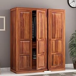 SS WOOD FURNITURE Sheesham Solid Wood 3-Door Wardrobe for Bedroom – Spacious, Durable, Stylish Storage with Shelves and Hanging Space, Perfect for Organizing Clothes and Accessories (Honey6)-25