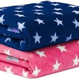 BABYZONE Star Pattern Plush Blanket for Newborn Baby boy and Baby Girl Blanket, All Season Baby Blanket, Soft Fleece Material, 101 x 76 cm (Navy&Pink, Baby)-image-5