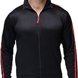 Men's Dryfit Polyester Standard Length Sports Jacket (Black With Red Stripe, Fbajkt3XL)-image-52