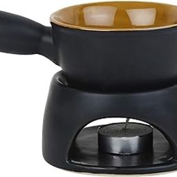 Pure Source India Ceramic Fondue Burner, Aroma Burner Ceramic Oil Diffuser, Home Bedroom Decor Christmas Housewarming Gift, Black-22